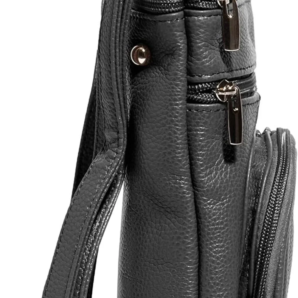 Crossbody Bag Genuine Leather Multi-Pocket RFID Purse for Women with Adjustable